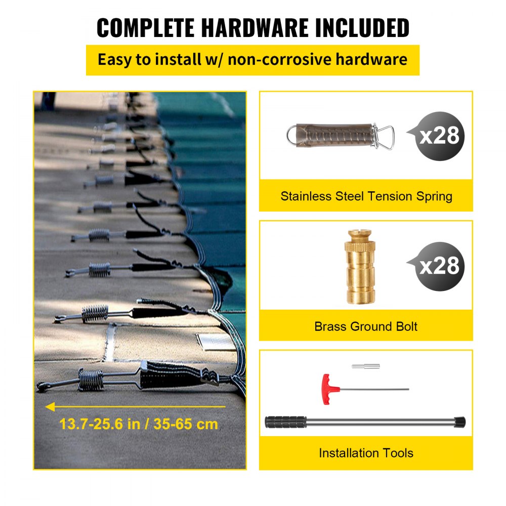 CT1834 - 16x32ft Durable PP Inground Pool Cover with Enhanced Fastening System