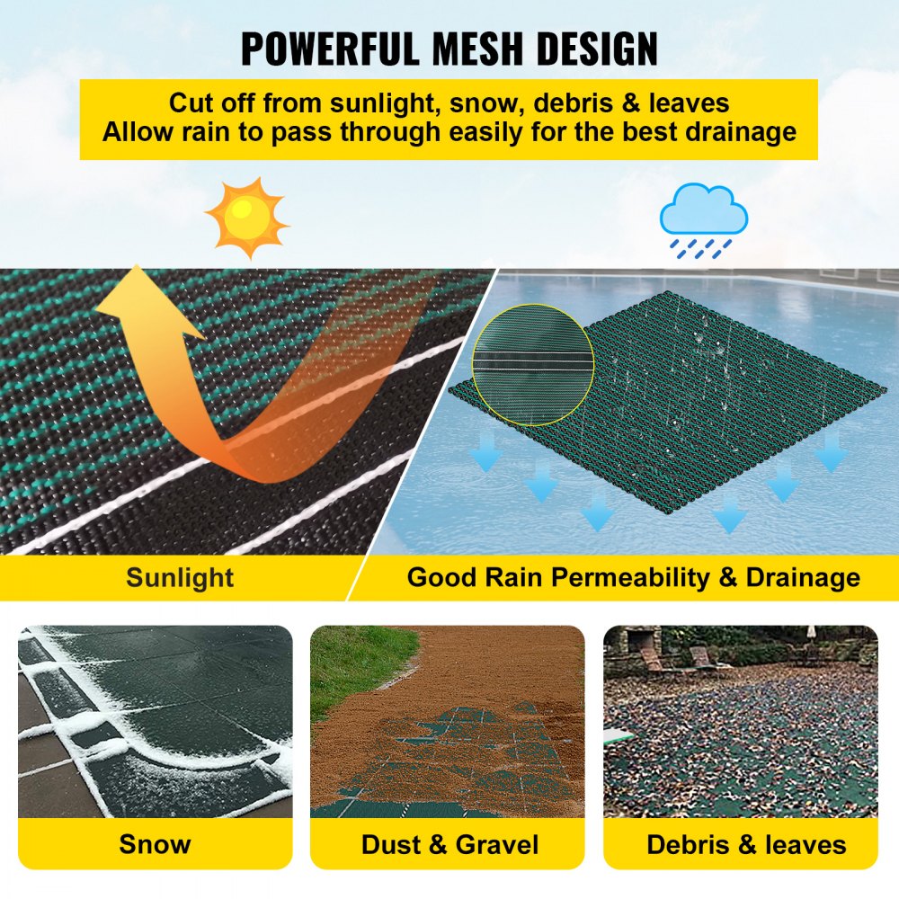 CT1834 - 16x32ft Durable PP Inground Pool Cover with Enhanced Fastening System