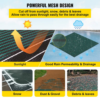 CT1834 - 16x32ft Durable PP Inground Pool Cover with Enhanced Fastening System