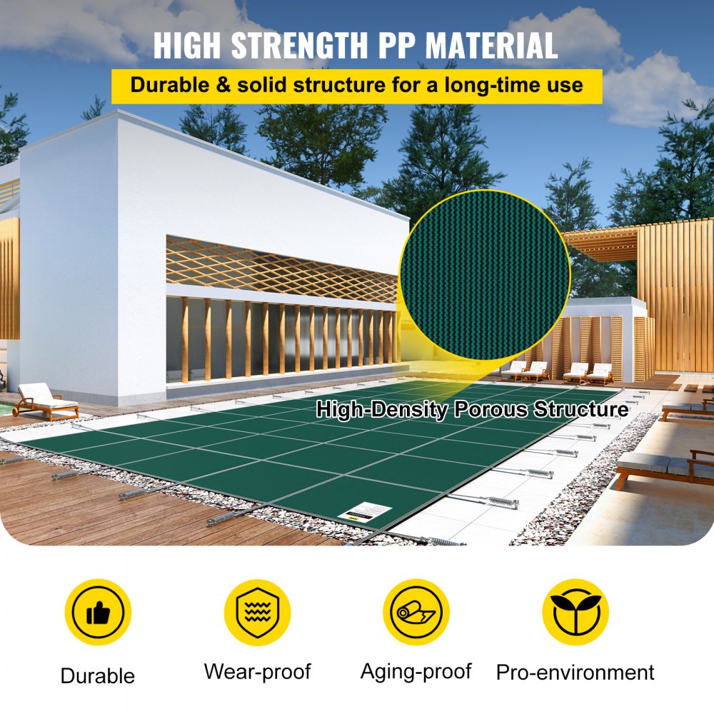 16FTX36FT - Durable 16x36ft VEVOR Pool Cover with Safety System