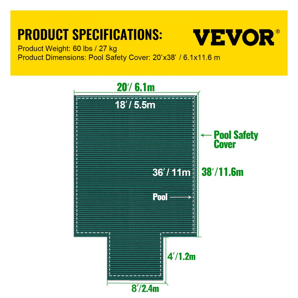 CT2038 - 18x36ft Durable PP Pool Cover with Enhanced Fastening System