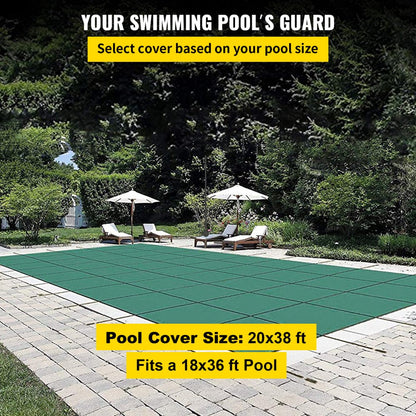 18FTX36FT - Durable Green Mesh Safety Cover for 20x38 ft Inground Pool