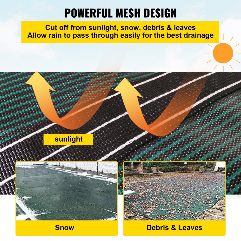 20FTX40FT - Durable 20x40ft VEVOR Pool Cover with Fastening System