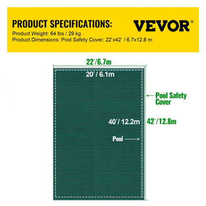20FTX40FT - Durable 20x40ft VEVOR Pool Cover with Fastening System