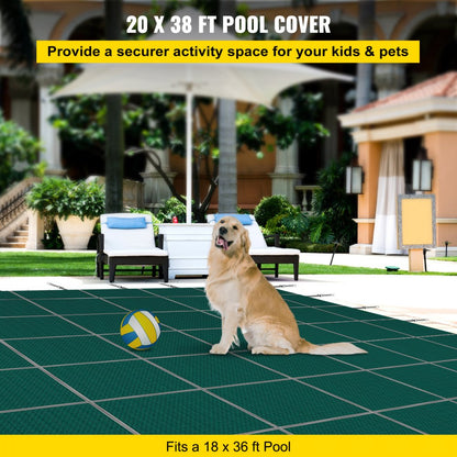 YYCM-7455 - Durable 20x38 ft VEVOR Pool Safety Cover with Installation Hardware