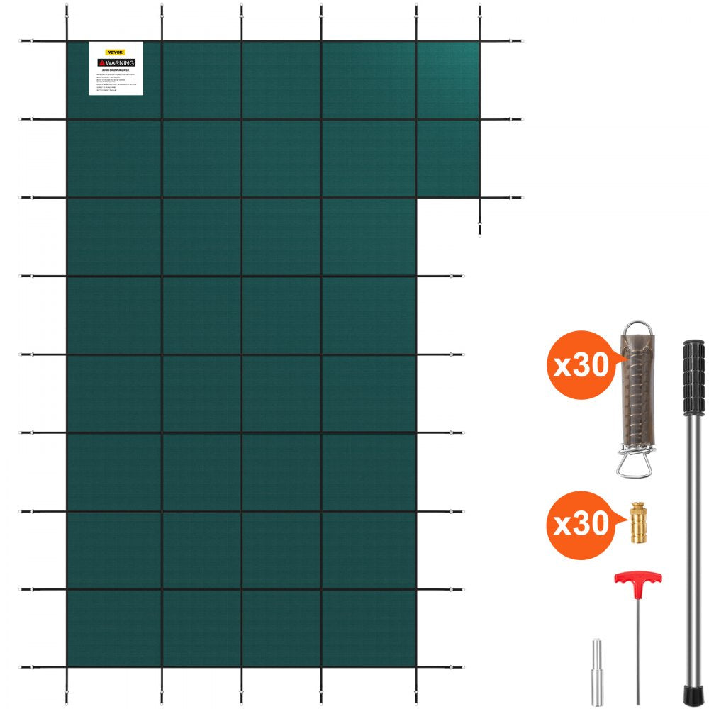 YYCM-0097 - 20x40 ft VEVOR Pool Safety Cover with Hardware and Brass Anchors