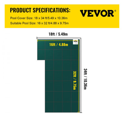 YYCM-9622 - 16ft x 32ft Polypropylene Pool Safety Cover with Hardware