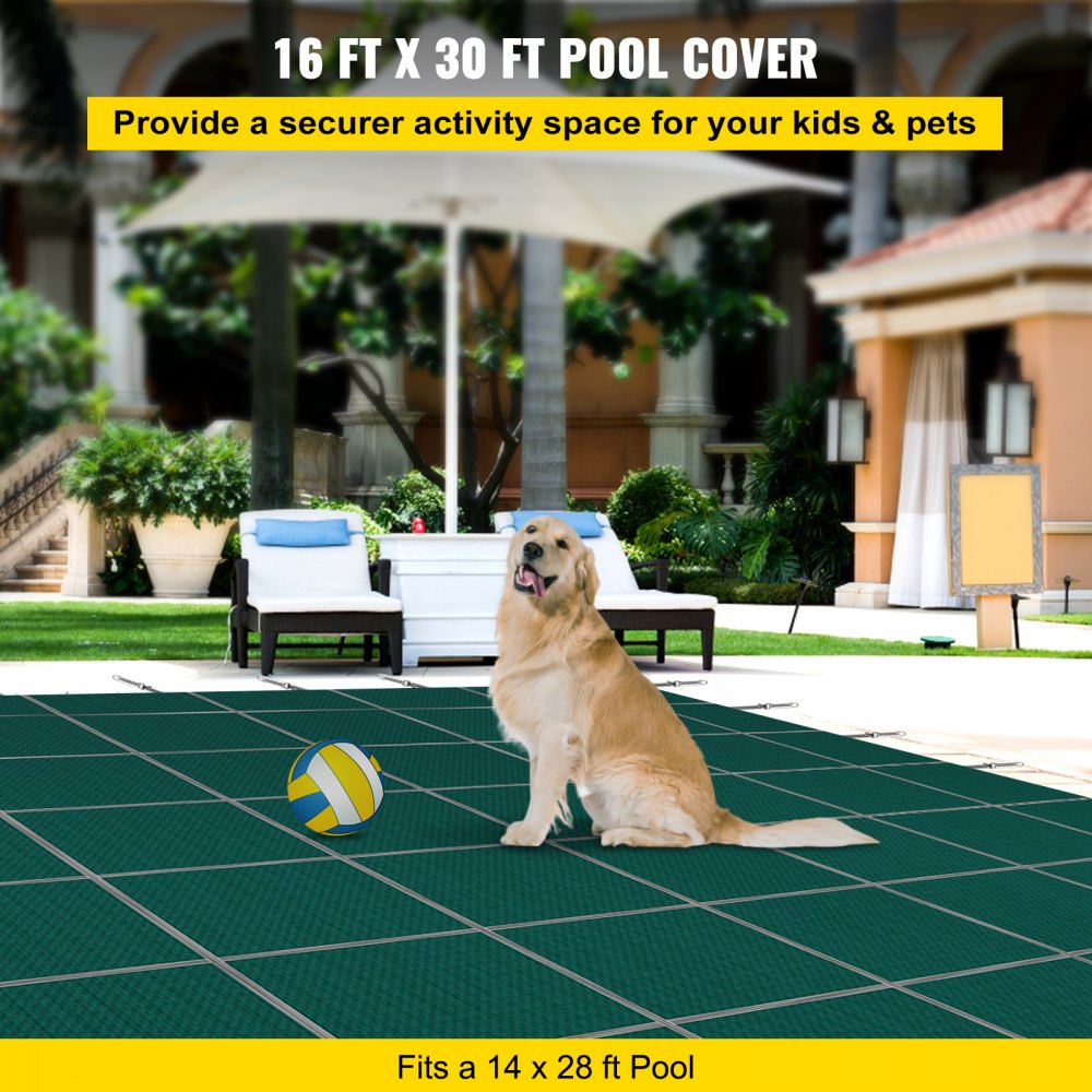 YYCM-6698 - 16x30ft Durable Polypropylene Pool Safety Cover with Brass Anchors