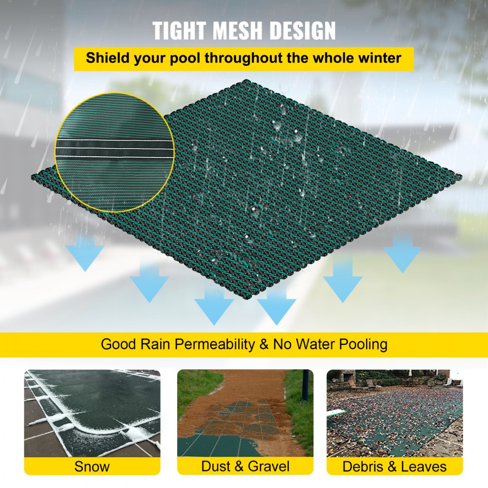 YYCM-6698 - 16x30ft Durable Polypropylene Pool Safety Cover with Brass Anchors