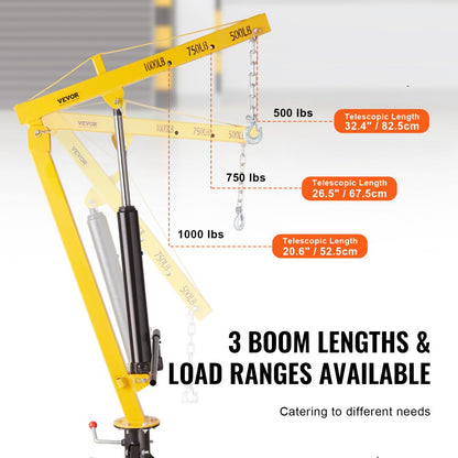 GZB88057-CD1000LBS - 1000 lbs VEVOR Hydraulic Pickup Crane with 360° Swivel