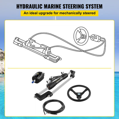 HK6324A-3 Hydraulic Steering Kit for Boats - 24ft Hose, Easy Install