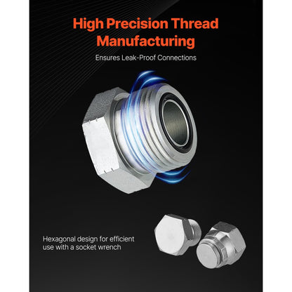 BSPP 64PCS-SS - 64-Piece Galvanized Hydraulic Fitting Kit for Easy Connections