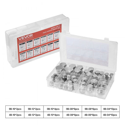 BSPP 64PCS-SS - 64-Piece Galvanized Hydraulic Fitting Kit for Easy Connections