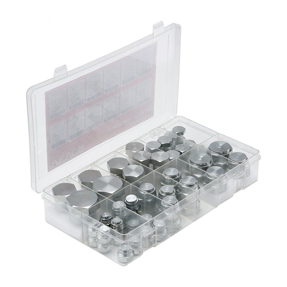 BSPP 64PCS-SS - 64-Piece Galvanized Hydraulic Fitting Kit for Easy Connections