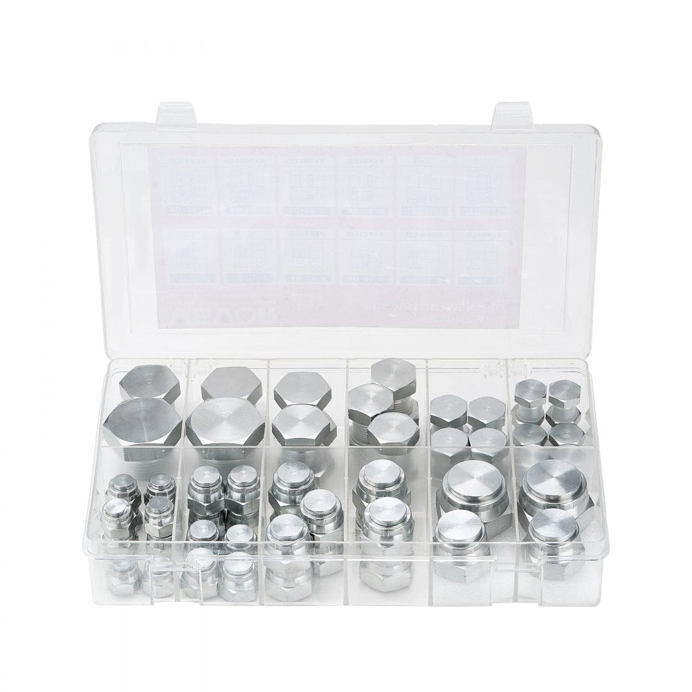 BSPP 64PCS-SS - 64-Piece Galvanized Hydraulic Fitting Kit for Easy Connections