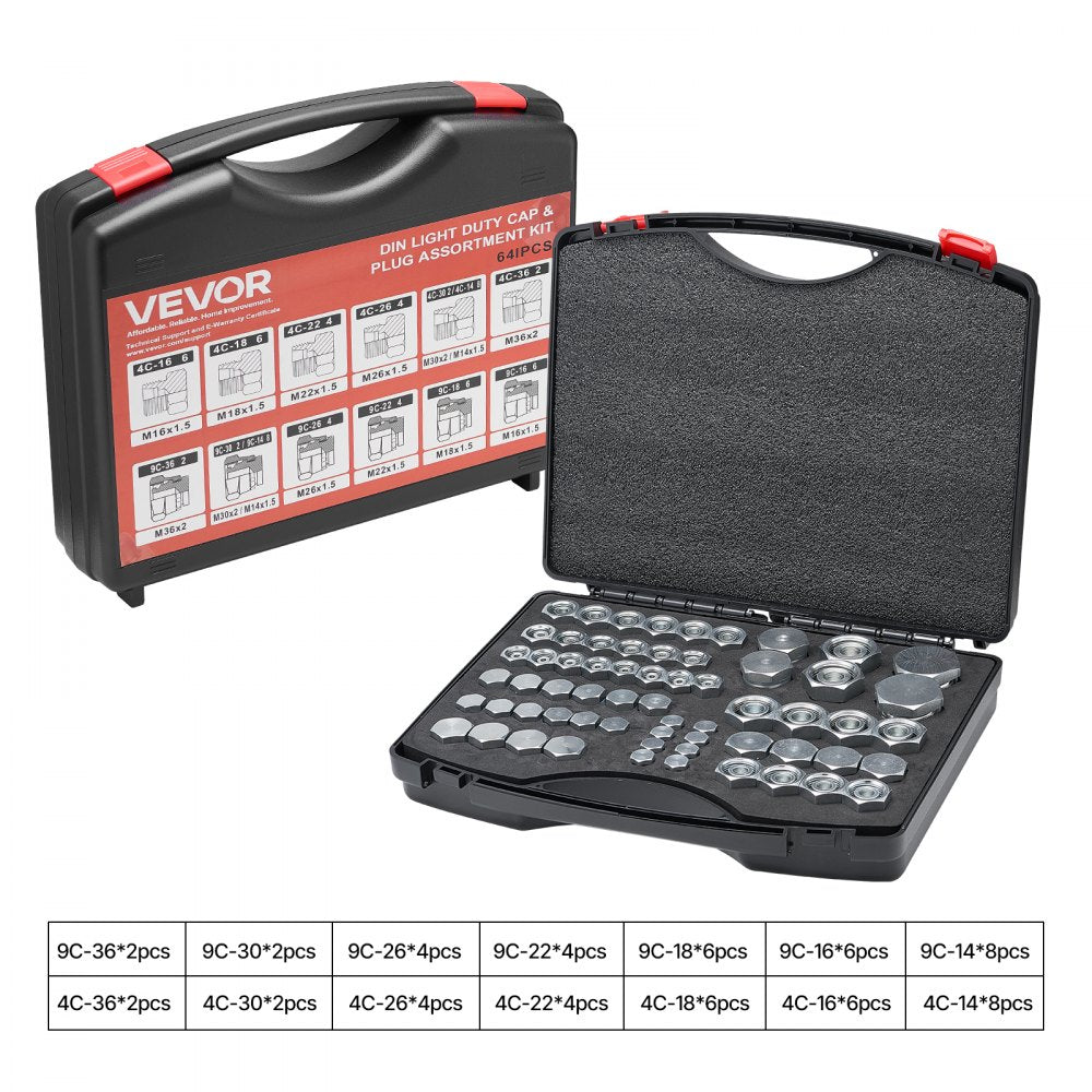 DIN-L 64PCS-SS - 64-Piece Steel Hydraulic Fitting Kit in Storage Case