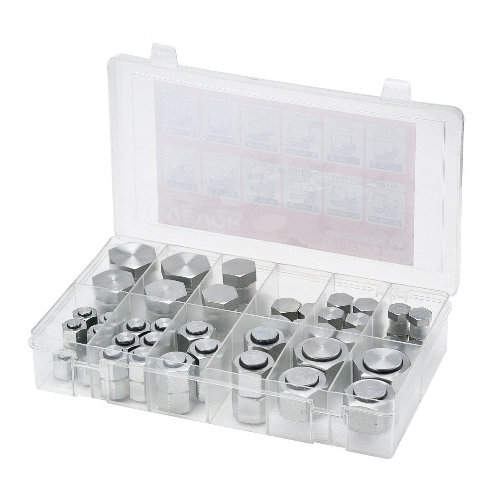 ORFS 72PCS-SS - 72-Piece Galvanized Steel Hydraulic Fittings Kit with Storage