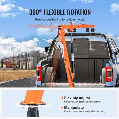 HXCZDJ-07 - 500 lbs Adjustable Pickup Truck Crane Hoist with 360° Rotation