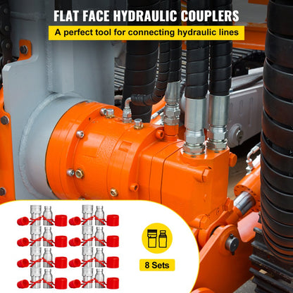 VEVOR 1/2" Hydraulic Coupler - Durable Steel Quick Connect, High Compatibility