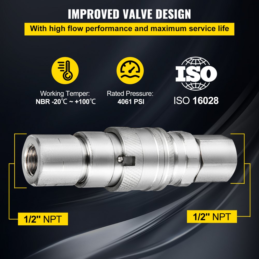 010713344170 - Heavy-Duty 1/2" NPT Hydraulic Couplers with High Flow Rate