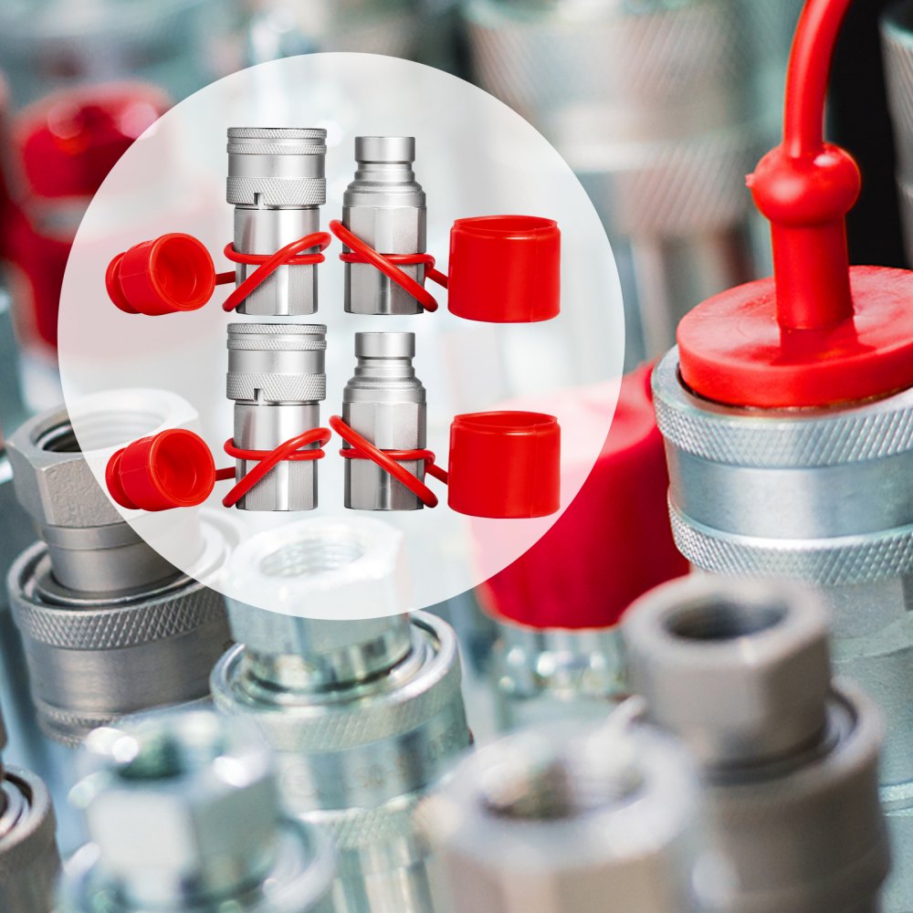 010852285518 - Durable 1/2" Hydraulic Coupler Set for Skid Steers, 4000 PSI