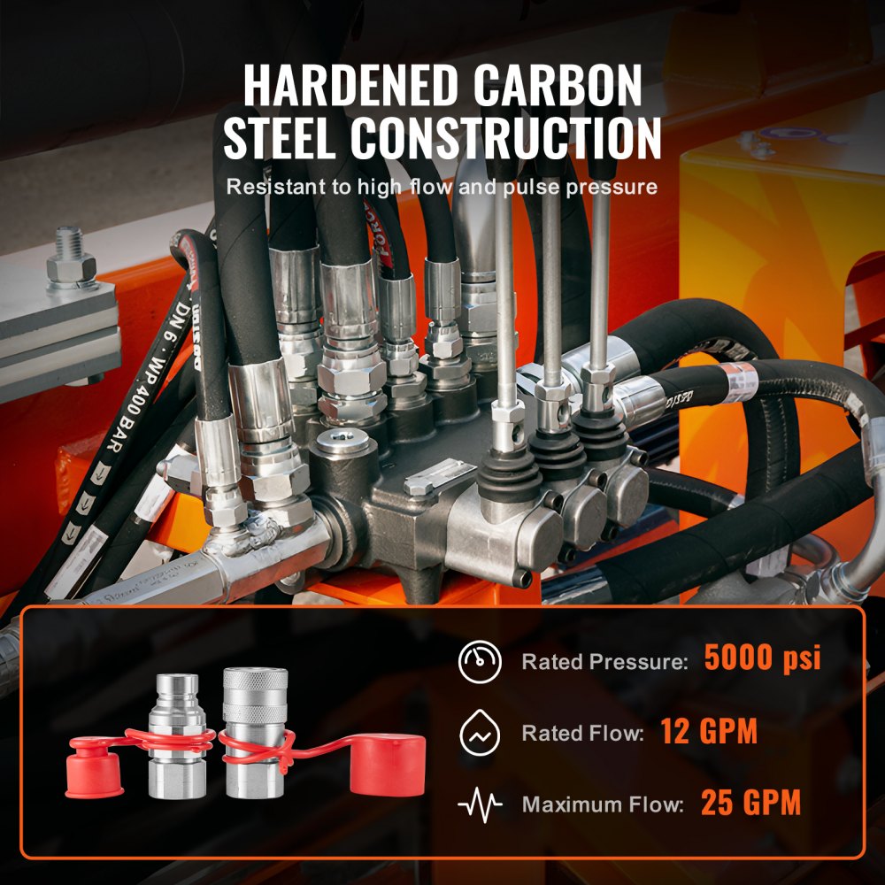 LSQ-FF - Durable 1/2" Hydraulic Couplers, 5000 PSI, Easy Connect Design