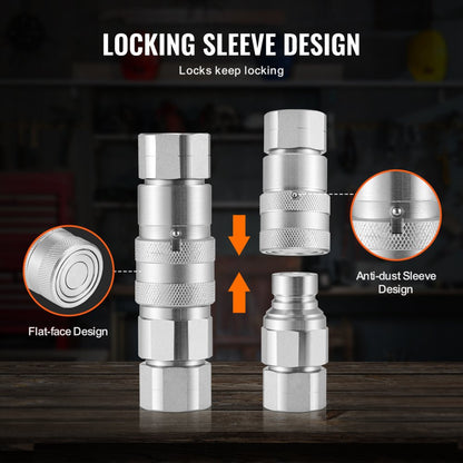 LSQ-FF - 1/2" Flat Face Hydraulic Couplers for High Pressure, 5076 PSI