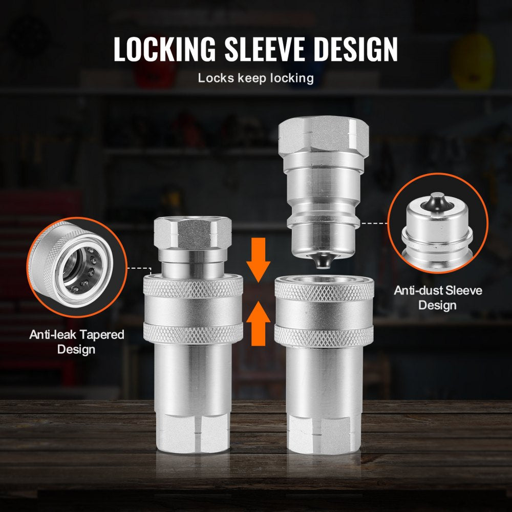 LSQ-S1 - 1/2" VEVOR Hydraulic Couplers with Sleeve Lock, 4000 PSI Rating