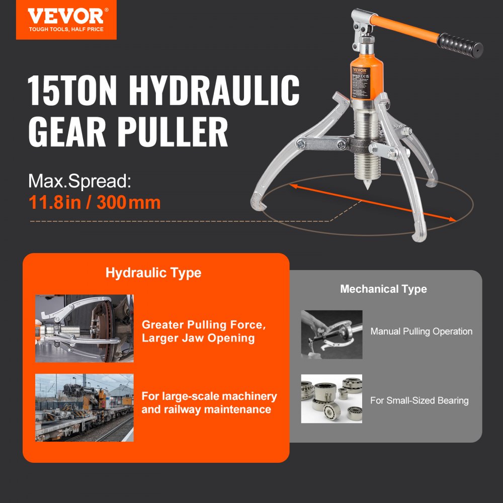 YL-15T - 15 Ton Hydraulic Gear Puller for Easy Gear & Bearing Removal