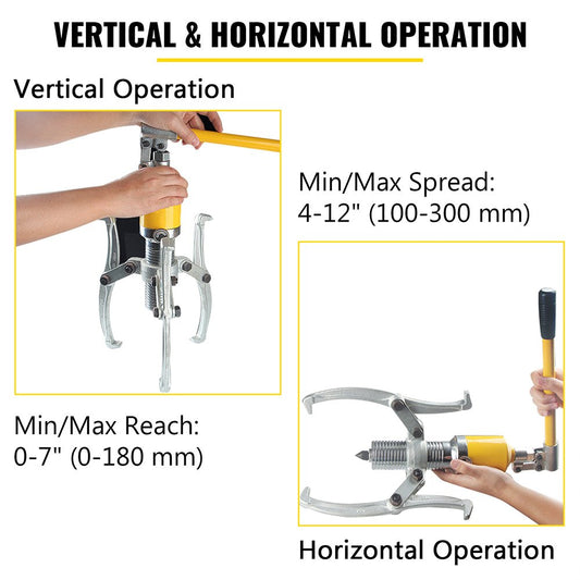 010982191660 - 15 Ton Hydraulic Gear Puller with 0-7" Reach & 4"-12" Spread