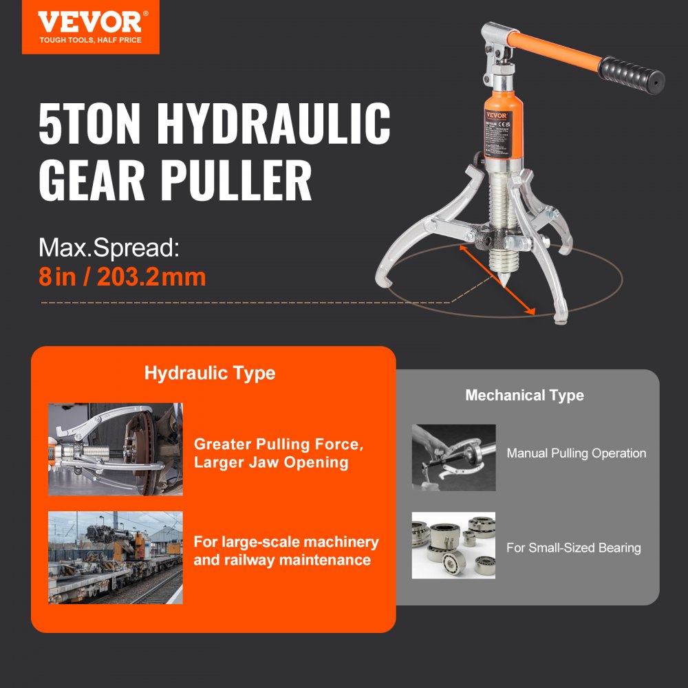 YL-5T - 5-Ton Hydraulic Gear Puller with 2/3 Jaw Flexibility