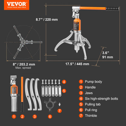 YL-5T - 5-Ton Hydraulic Gear Puller with 2/3 Jaw Flexibility