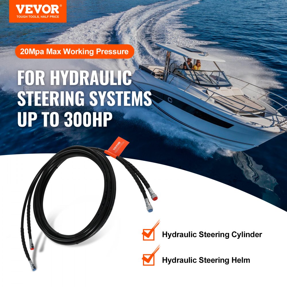 HLHLX-YYG-20ft*2 - 20 ft Hydraulic Steering Hose Kit for Boats up to 300 HP