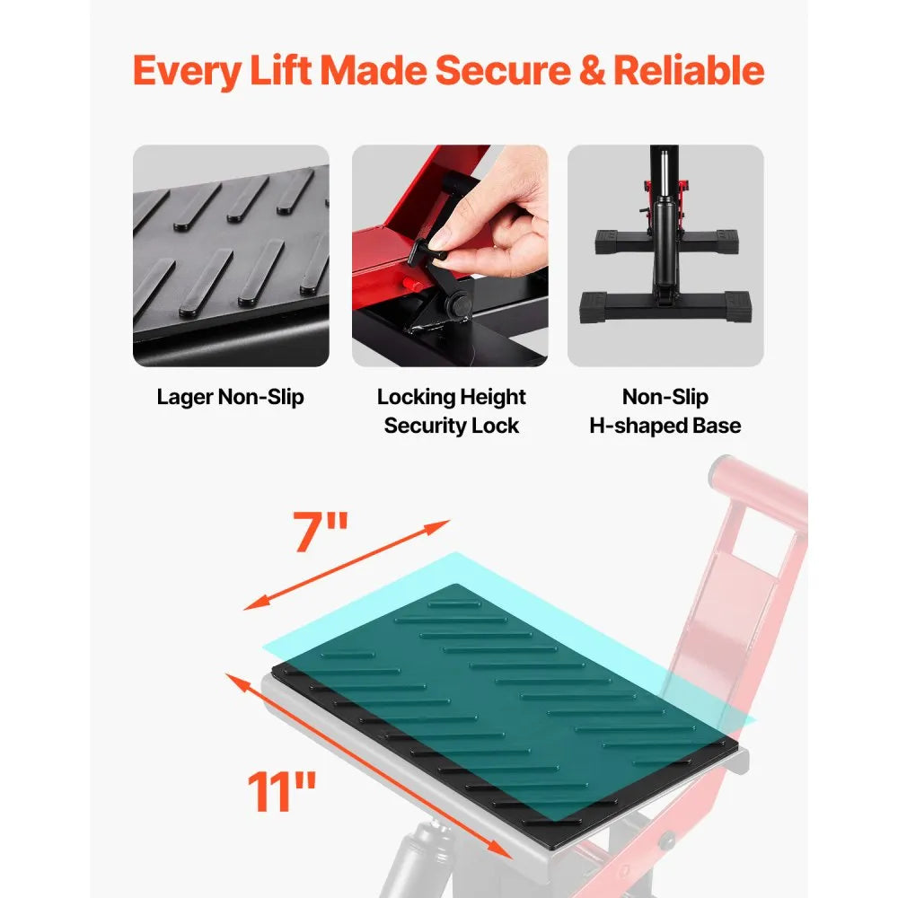 TD-059-02 - Heavy-Duty Hydraulic Lift Stand, 10-18” for Motorcycles