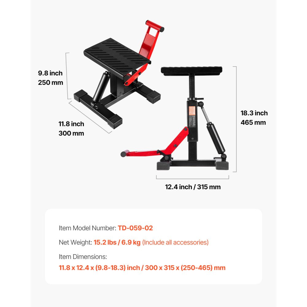 TD-059-02 - Heavy-Duty Hydraulic Lift Stand, 10-18” for Motorcycles