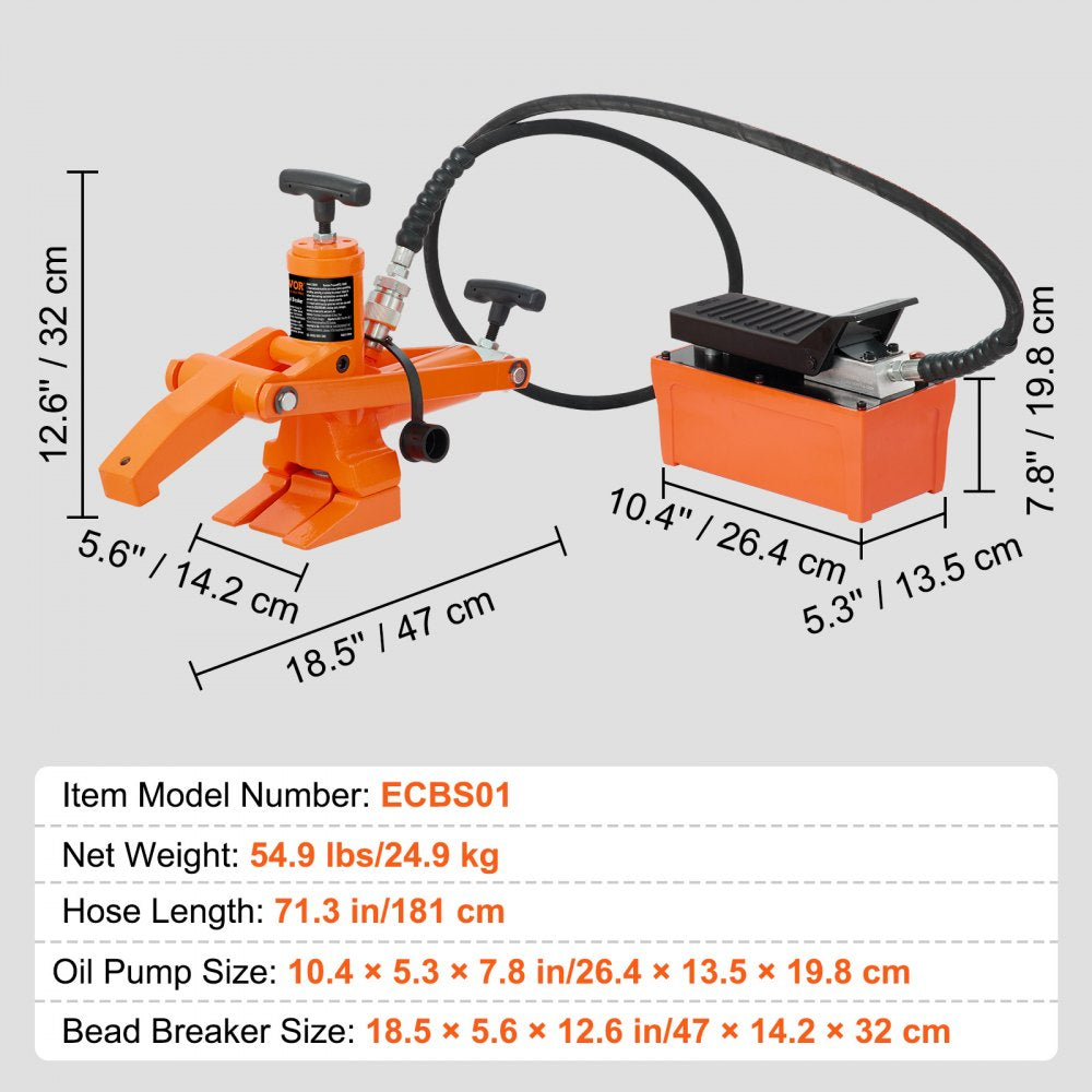 ECBS01 - Heavy-Duty Hydraulic Bead Breaker, 10000 PSI for Large Tires