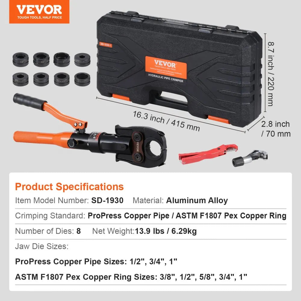 SD-1930 - Hydraulic Crimping Tool for 1" Copper Pipes & PEX Rings