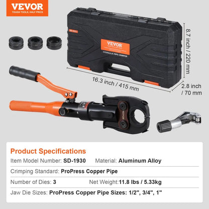 SD-1930 - Hydraulic Pipe Crimping Tool for 1/2" to 1" Copper Pipes