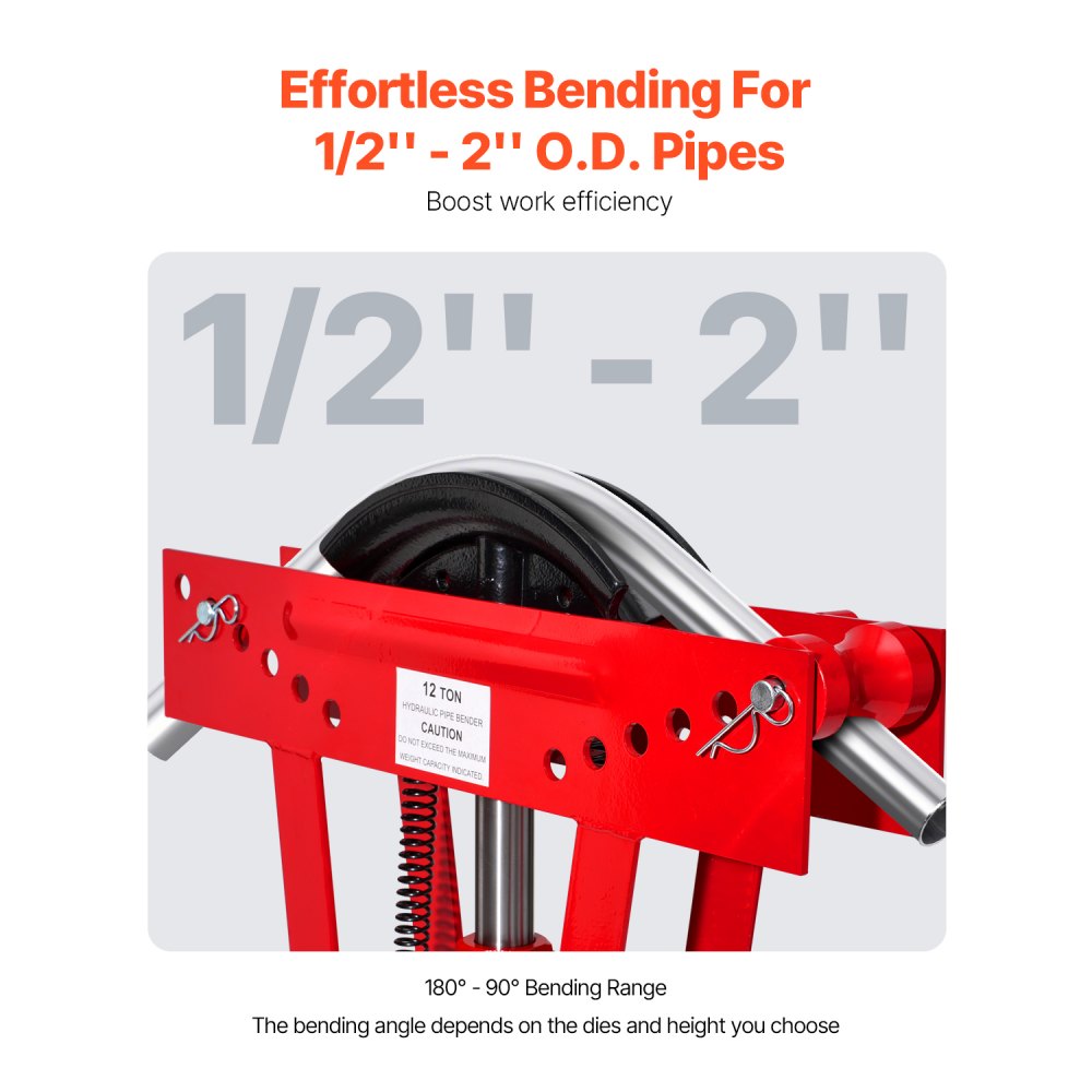 MR8080 - 12 Ton Hydraulic Pipe Bender with Adjustable Rollers and 6 Dies