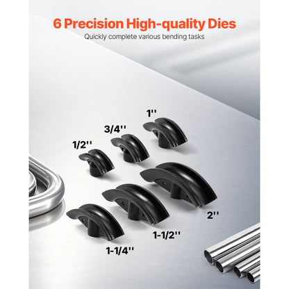 MR8080 - 12 Ton Hydraulic Pipe Bender with Adjustable Rollers and 6 Dies