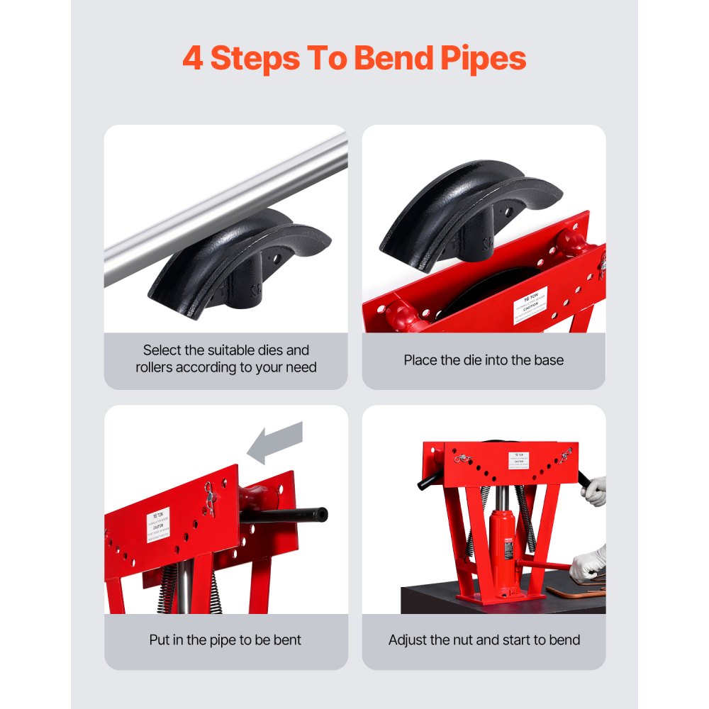 MR8081 - 16-Ton Hydraulic Pipe Bender with 8 Precision Dies