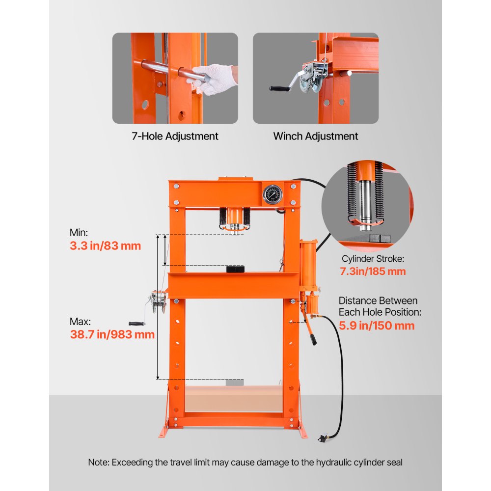 ZX0901 - Heavy-Duty 50T Hydraulic Press with Adjustable 7 Height Settings
