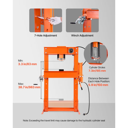 ZX0901 - Heavy-Duty 50T Hydraulic Press with Adjustable 7 Height Settings