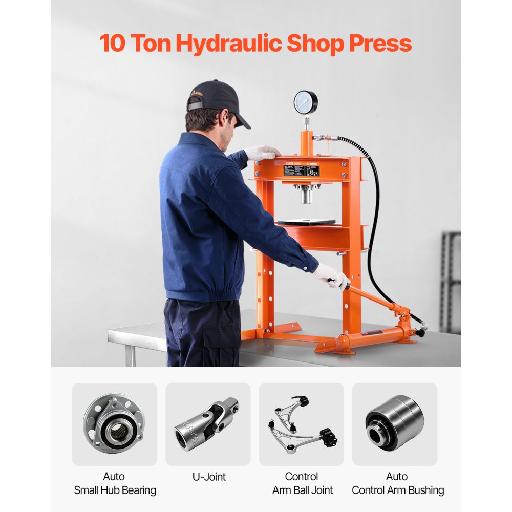 ZX0901 - Heavy-Duty 10T Hydraulic Shop Press for Reliable Component Assembly