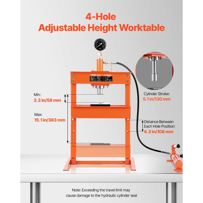ZX0901 - Heavy-Duty 10T Hydraulic Shop Press for Reliable Component Assembly