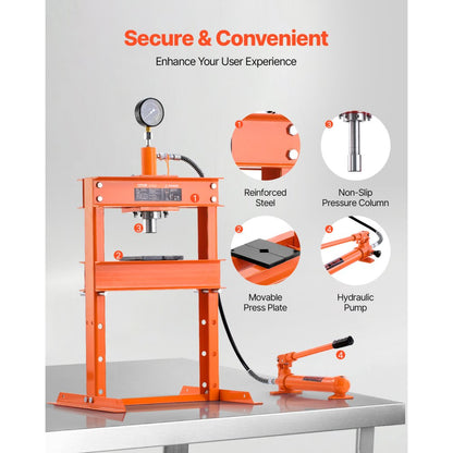 ZX0901 - Heavy-Duty 10T Hydraulic Shop Press for Reliable Component Assembly