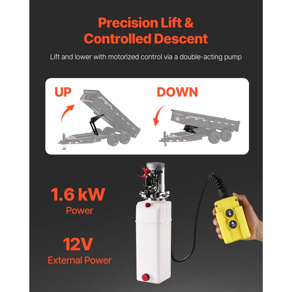 ER-006 (8T) - 8T Hydraulic Dump Hoist Kit for 10-14 ft Trucks