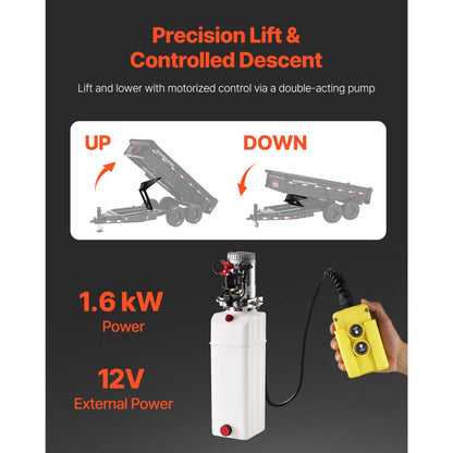 ER-006 (8T) - 8T Hydraulic Dump Hoist Kit for 10-14 ft Trucks