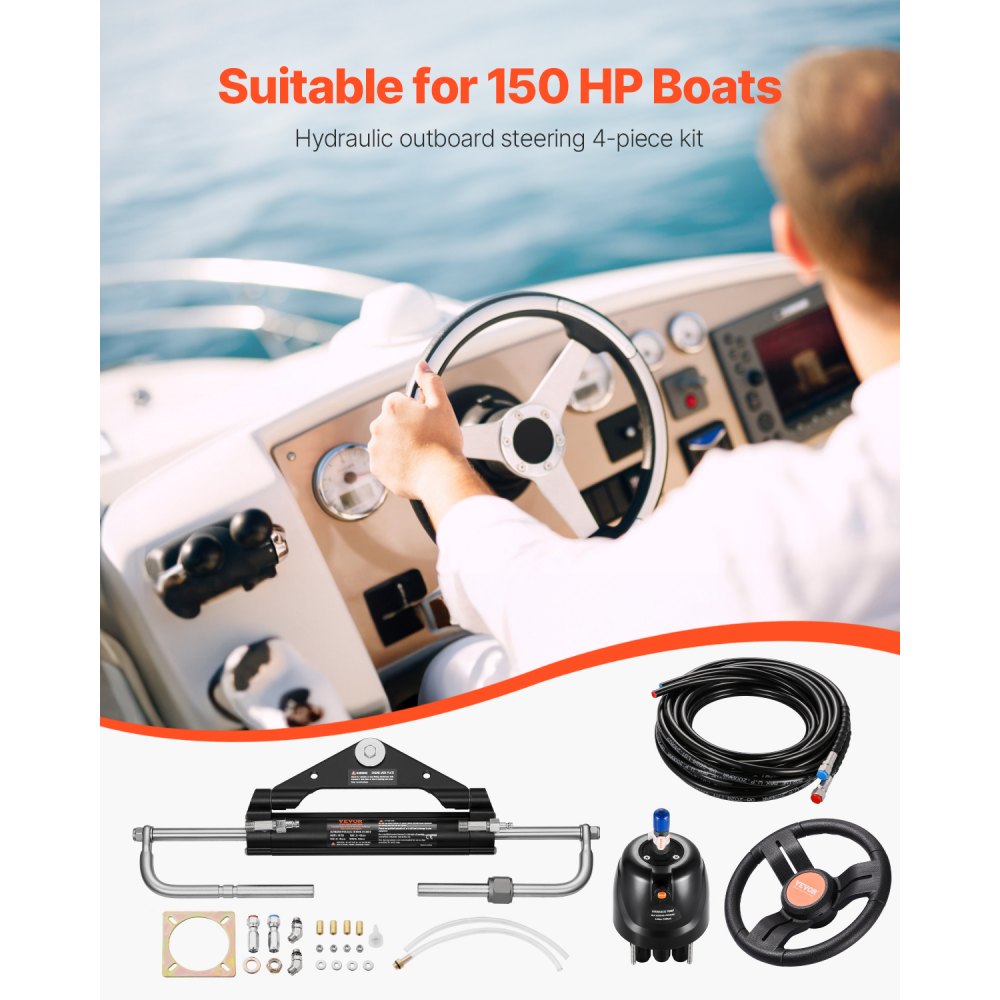 NR150 - 150HP Hydraulic Steering Kit with 13.5" Wheel & Hoses