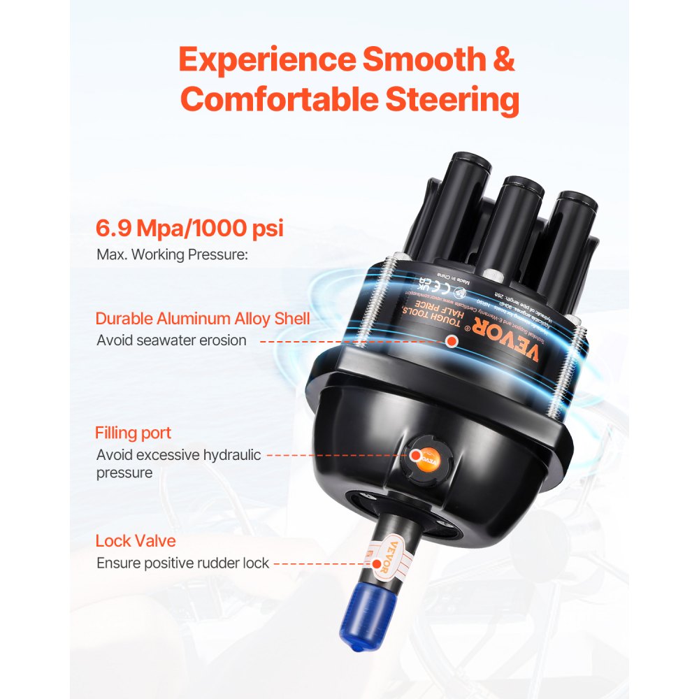 NR90 - 90HP Hydraulic Steering Kit with 13.5" Wheel & 26ft Hoses